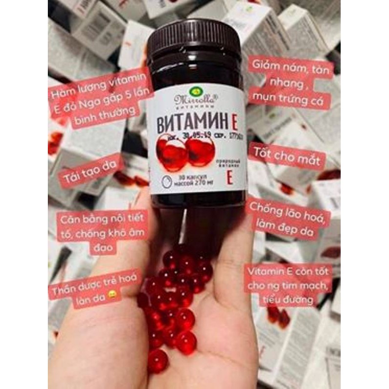 Vitamin E đỏ Nga Mirrolla 400mg-270mg chính hãng