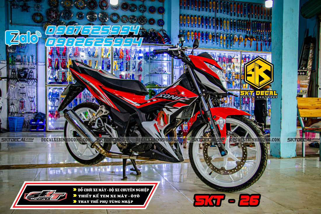 tem rời xe sonic đỏ trắng đen