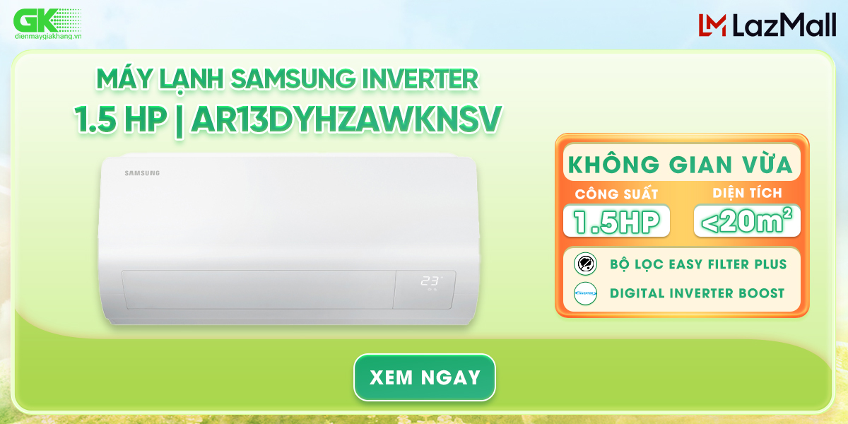 Máy lạnh Samsung Inverter 1.5 HP AR13DYHZAWKNSV - [HCM] [Trả Góp] - Công nghệ Digital Inverter Boost và Eco giúp tiết kiệm điện năng, máy vận hành êm ái, bền bỉ - GIAO HÀNG TOÀN QUỐC - FREESHIP HCM