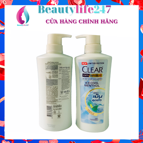 [HCM]Dầu Gội Sạch Gàu Clear Bạc Hà Thái Lan Chai 480ml