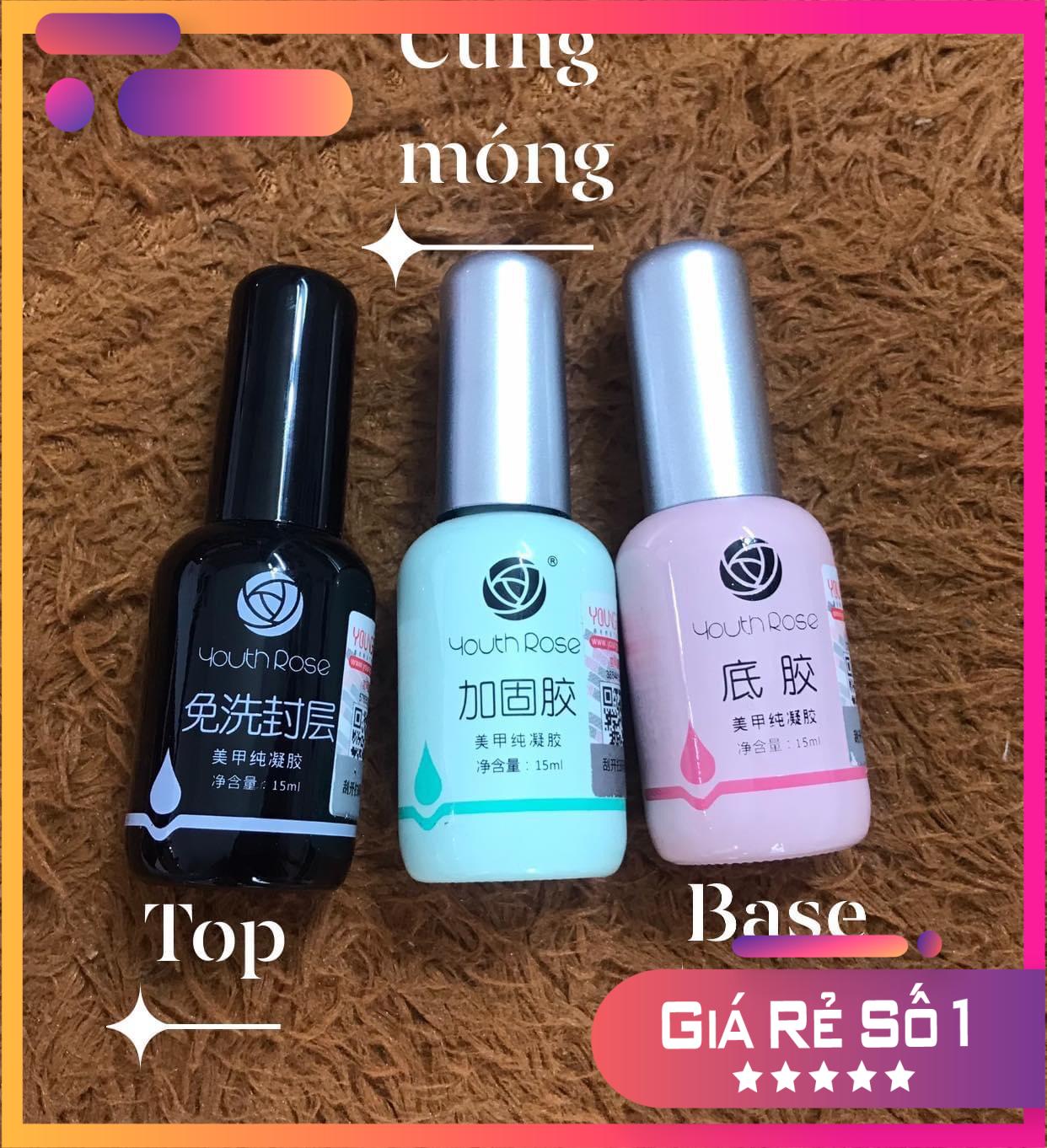 Bộ 3 Hoa Hồng, Base - Top - Cứng móng - Mini Nails