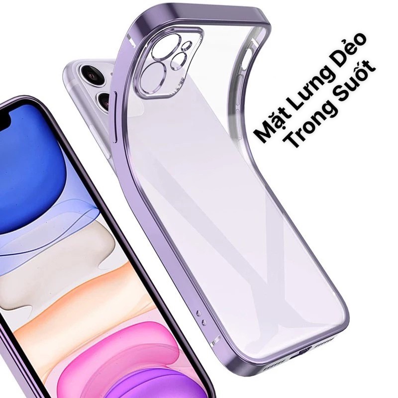 Ốp Lưng Ip Dẻo Trong, Bảo Vệ Camera, Viền Xi Vuông