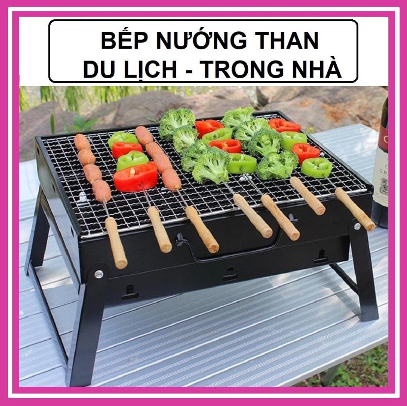 Bếp nướng than hoa vuông cao cấp ngoài trời, bếp nướng than củi, bếp nướng không khói + tặng kèm vỉ nướng.