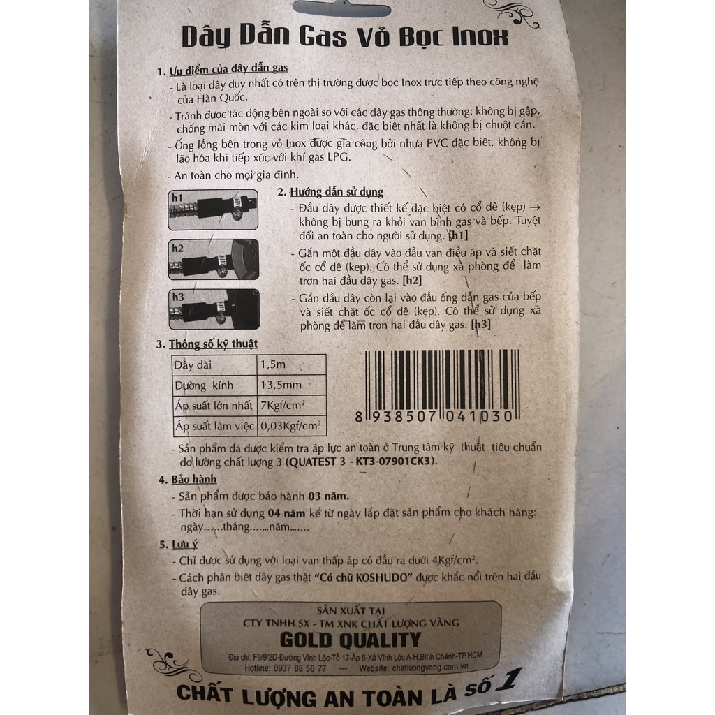 Dây Bếp Ga Vỏ Bọc Inox Cao Cấp