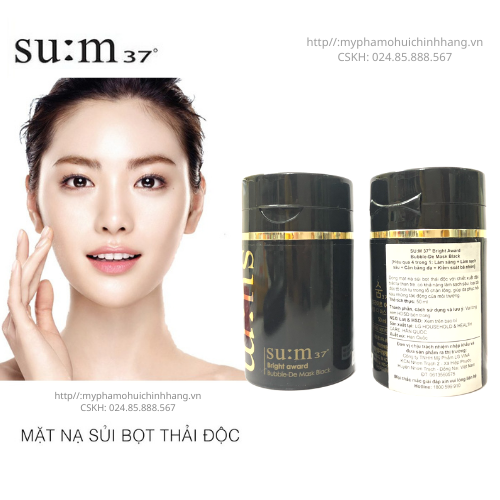 Xả hàng giá sỉ Mặt nạ sủi bọt thải độc trắng da Su:m37 Bright Award Bubble-De Mask Black 50ml