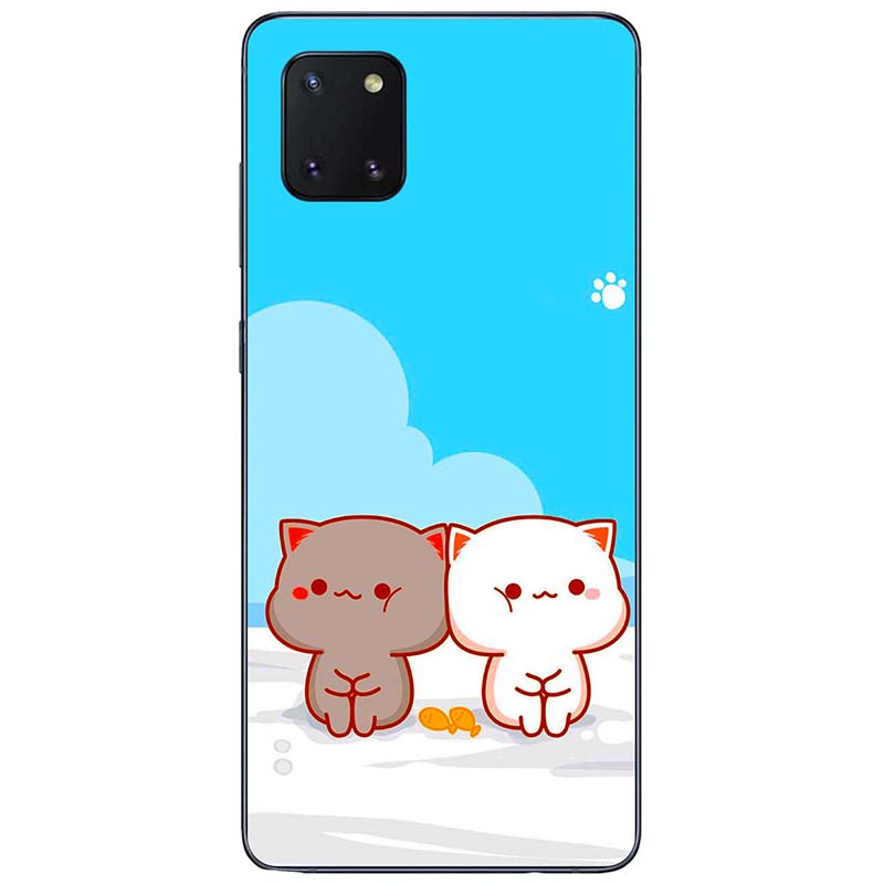 Ốp lưng dành cho Samsung Galaxy Note 10, Note 10 Plus, Note 10 Lite, Note 20, Note 20 Ultra mẫu Mèo mập nền xanh