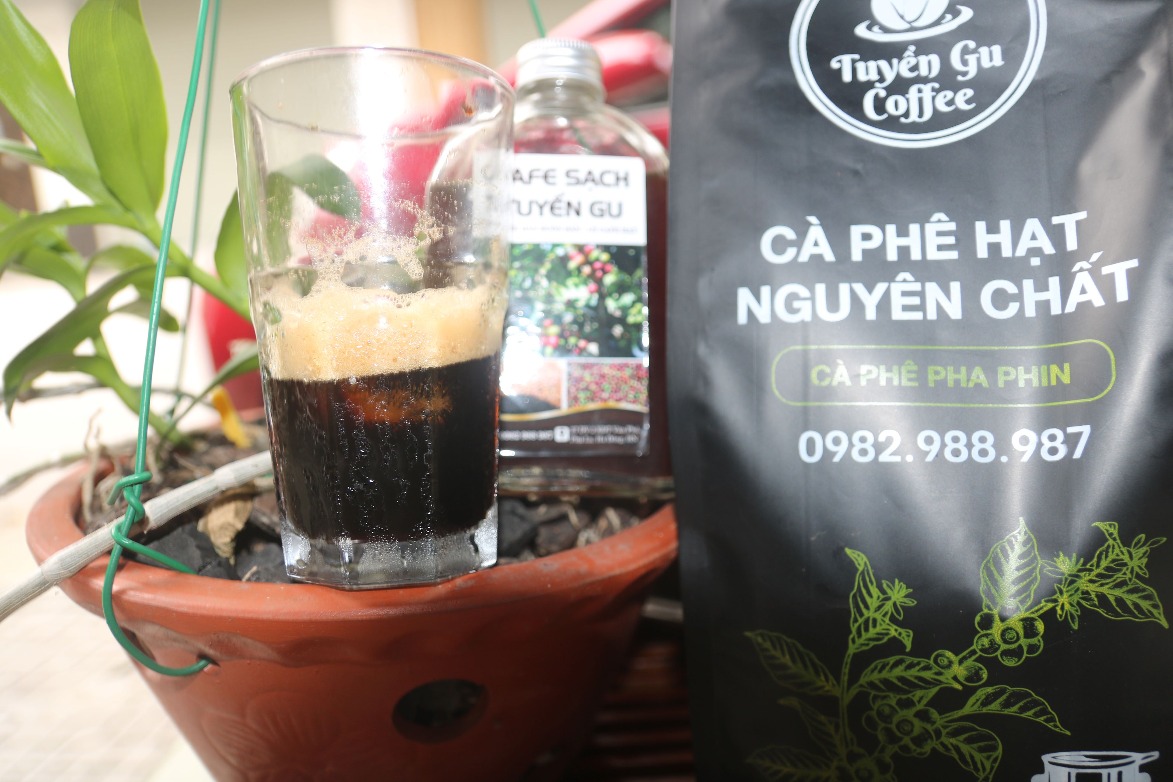 cà phê hạt robusta honey, rang mộc, pha phin hoặc pha máy