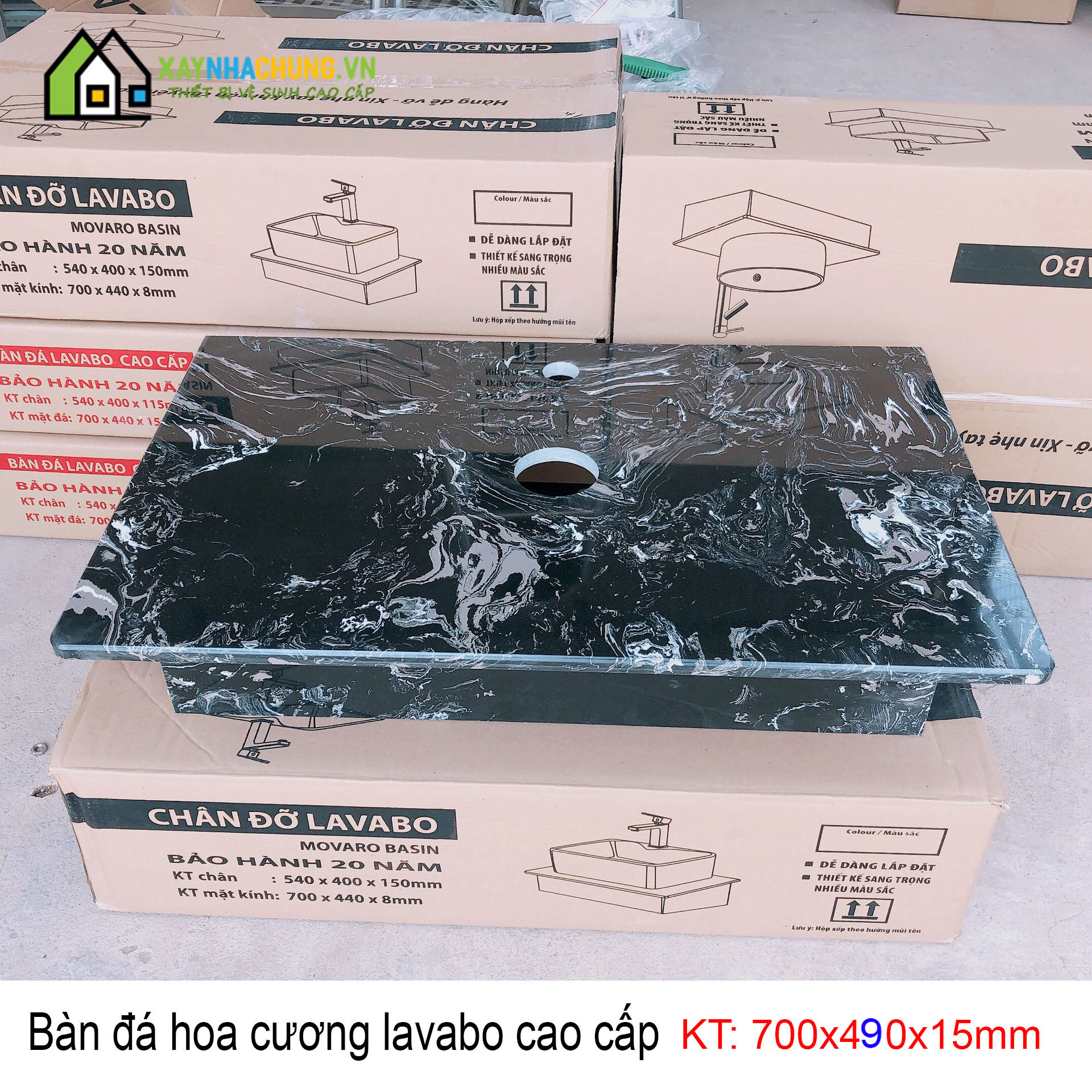 Bàn đá đặt lavabo kich thước 700x490x150mm