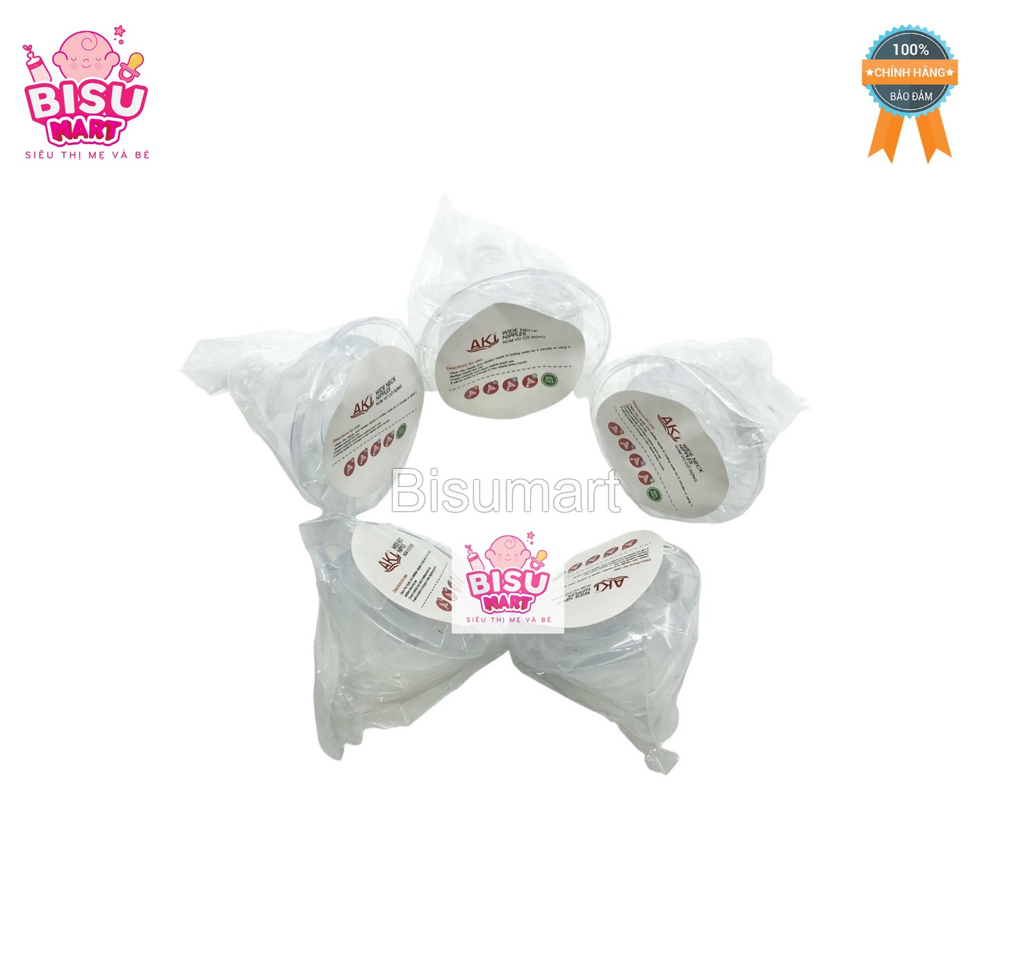 Núm vú cổ rộng silicon siêu mềm Aki Size S, M, L, Y
