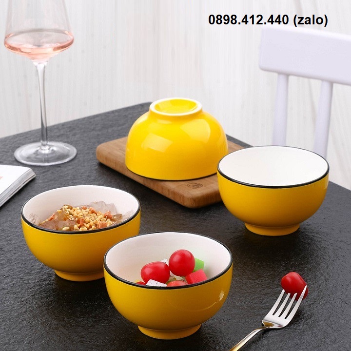 Set 02 chén sứ màu vàng 11,5cm - chén sứ