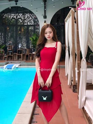 Đầm dáng xòe xếp 3 tầng