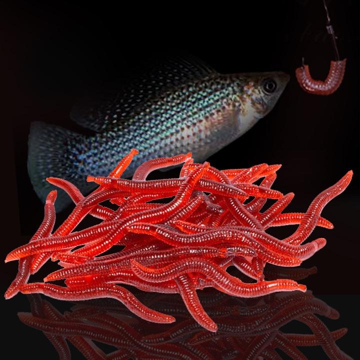 50 Con Giun Đất Sâu Đỏ Nhân Tạo Mồi Dụ Cá Câu Mồi Mềm-quốc tế