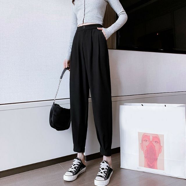 Quần baggy cạp cao 2 khóa