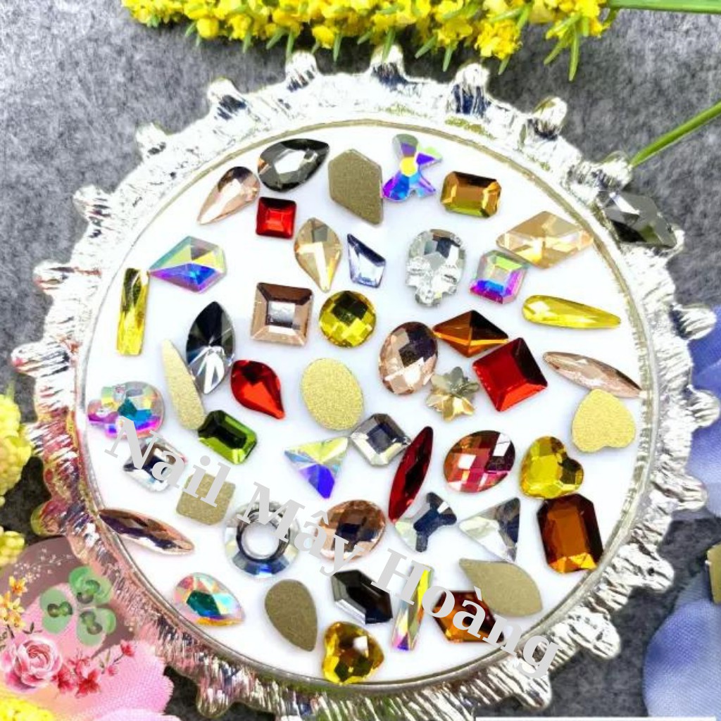 Đá khối chân vàng mix size mix màu sét 100v