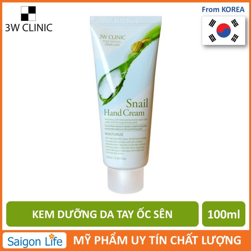Kem Dưỡng Da Tay Ốc Sên 3W Clinic Snail Hand Cream 100ml cao cấp