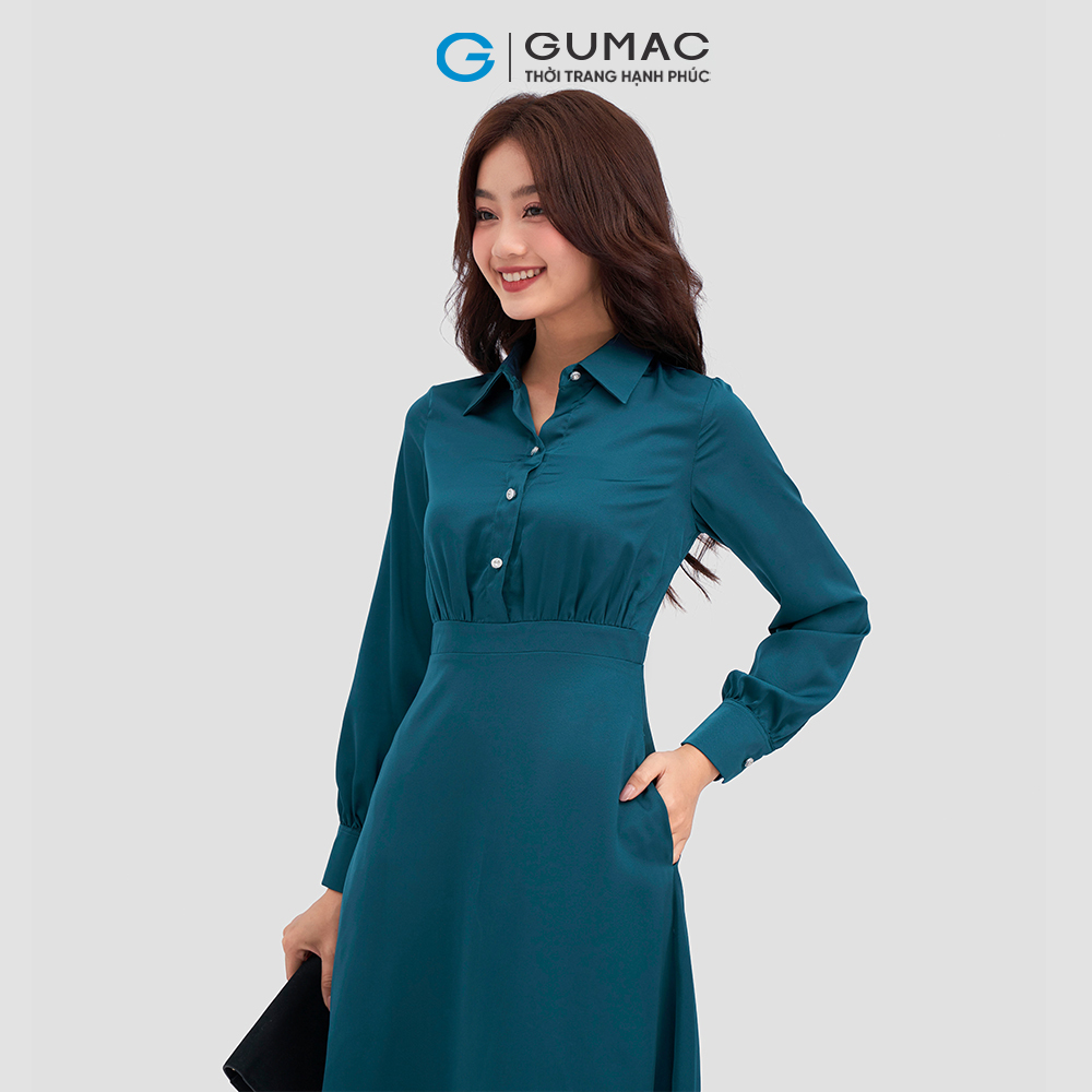 [15 - 17.5 | TẶNG QUÀ đơn từ 499K] Đầm sơ mi phom A thời trang GUMAC DC11098