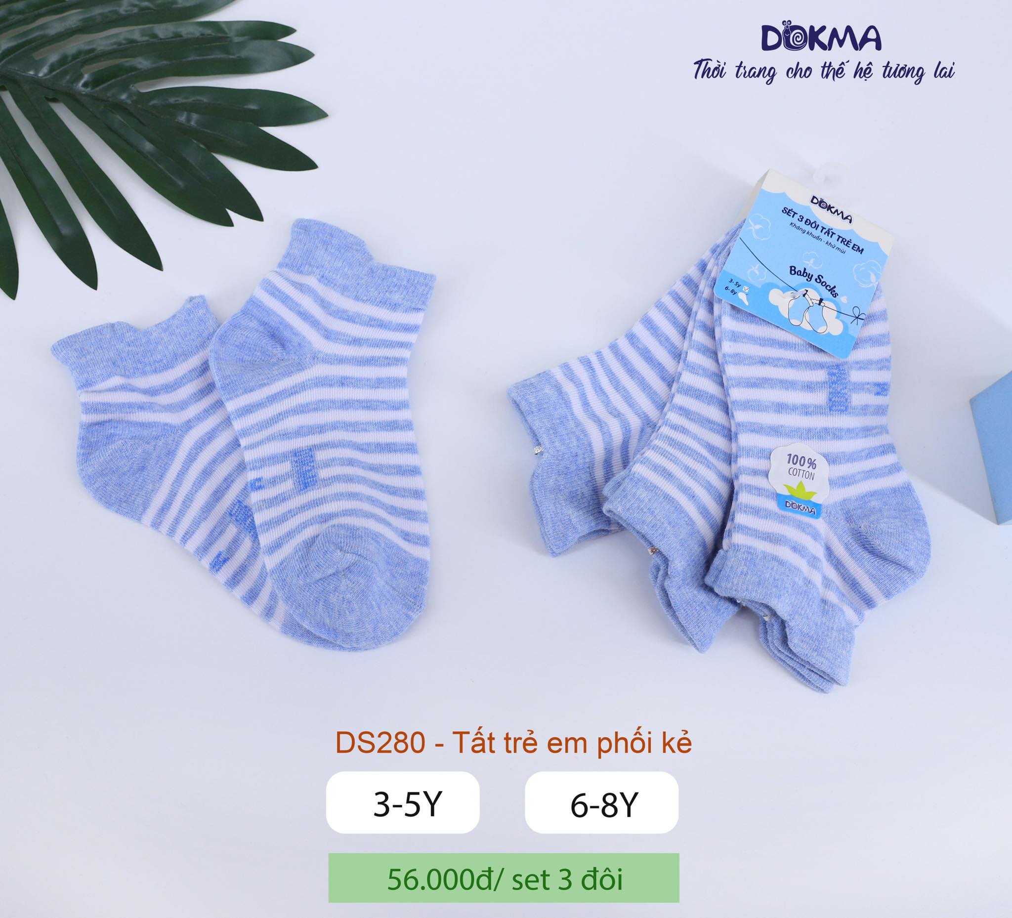 Set 3 đôi tất trẻ em phối kẻ DS280 Dokma