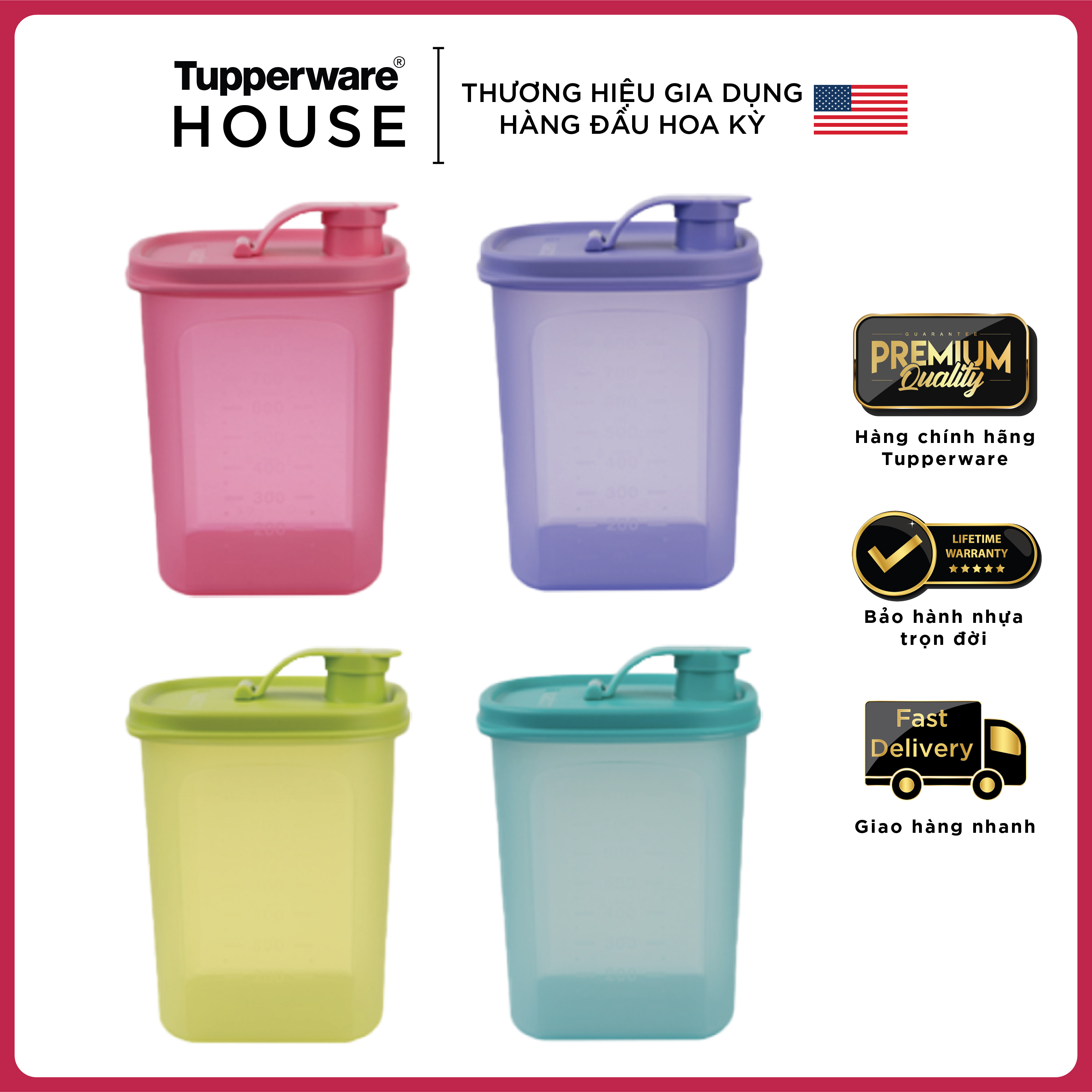 Bình nước Tupperware Slim Line Pitcher 1L (1 Bình)