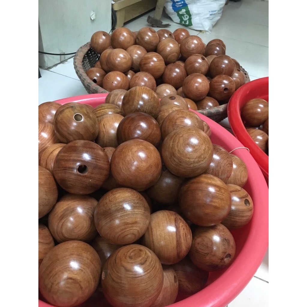 2 Bi Lăn Tay Gỗ Hương Hạt 6cm ( hình thật )