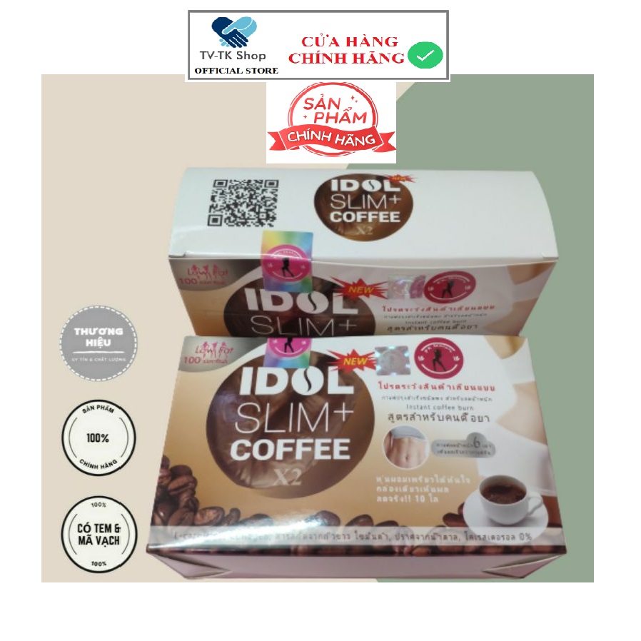 Bộ 2 Hộp Cà Phê Giảm cân Idol Slim Coffee Thái Lan Nhập Khẩu Chính Ngạch - Hộp 10 Gói - Mẫu mới