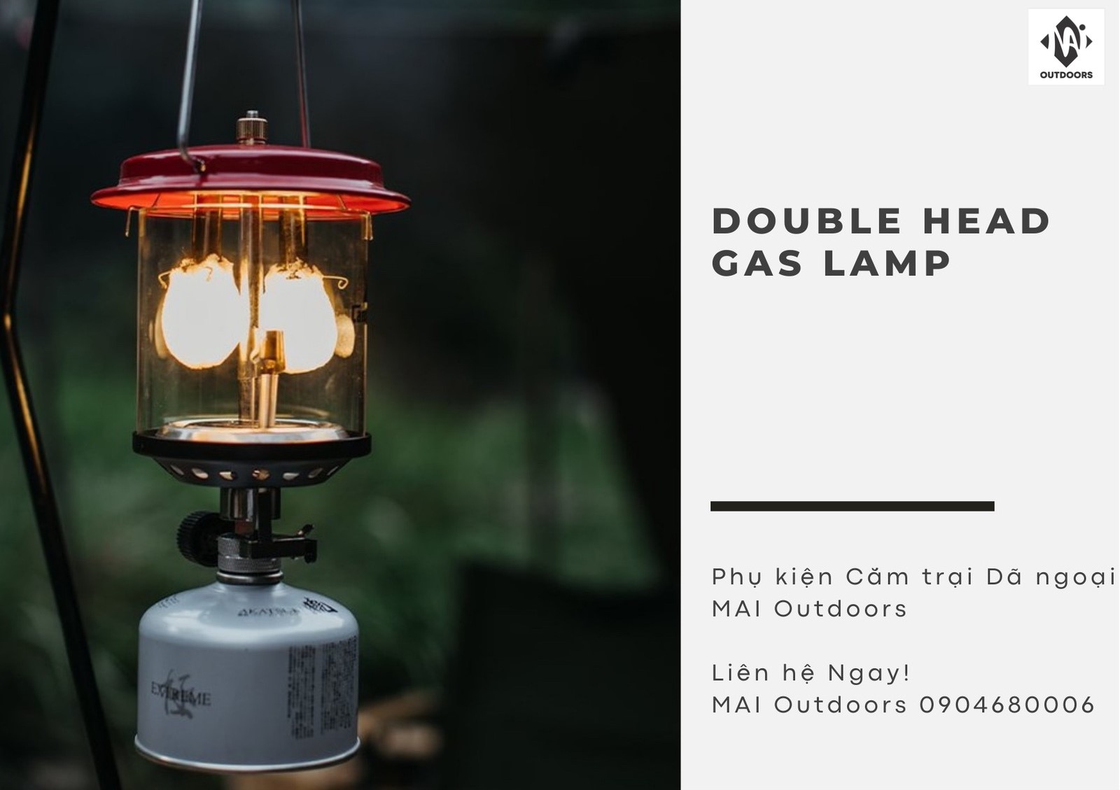Đèn gas 2 bấc dã ngoại campingmoon t-8