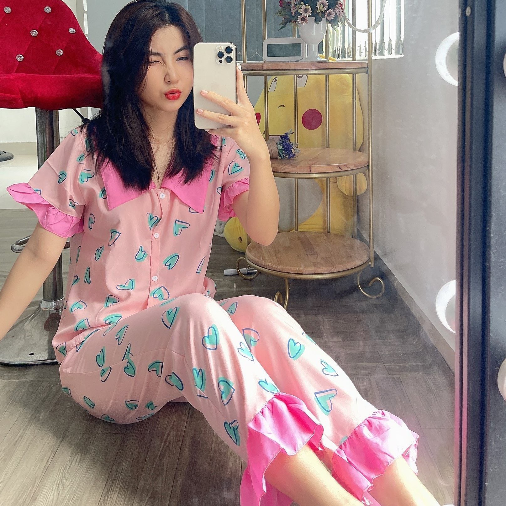 [HOT TIỂU THƯ LỤA HÀN XỊN]ĐỒ BỘ PIJAMA LỤA HÀN XỊN SIZE DƯỚI 55KG ẢNH THẬT