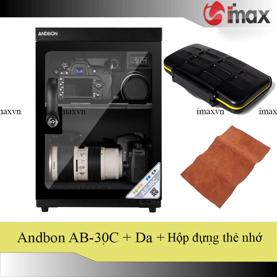 Tủ chống ẩm Andbon AB-30C ( 30 Lít) - Công nghệ Japan + Hộp đựng thẻ chống nước + Tặng da cừu lau len (Da thật)