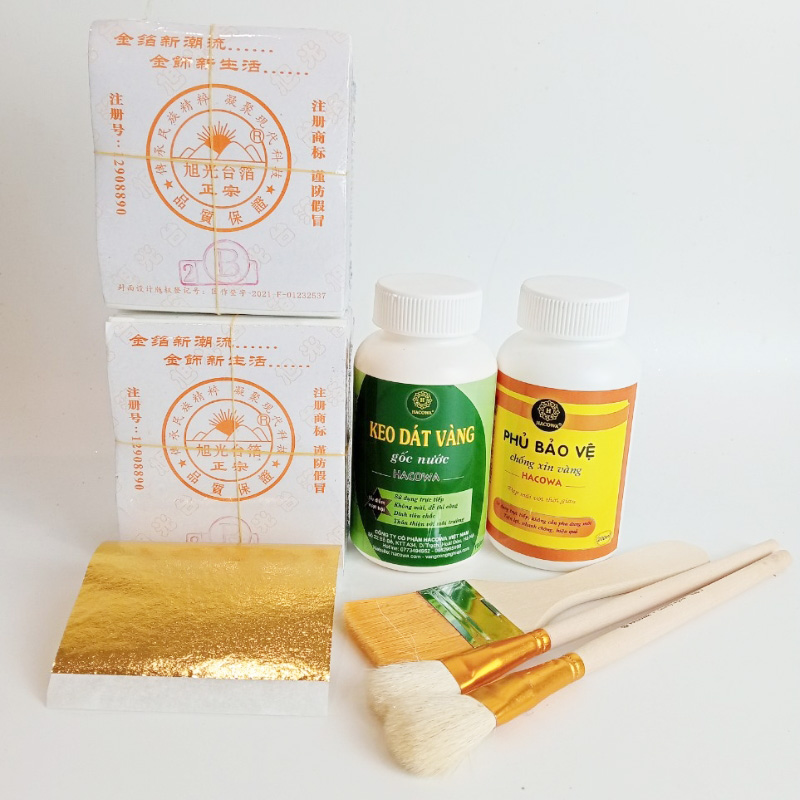 Combo dát vàng dừa Tết gồm 1000 lá vàng 2B đậm nhất trong các loại lá vàng kèm đủ phụ kiện