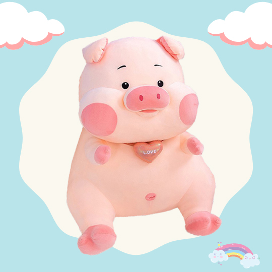 GẤU BÔNG HEO NGỒI ĐEO TIM DỄ THƯƠNG SIZE 50CM