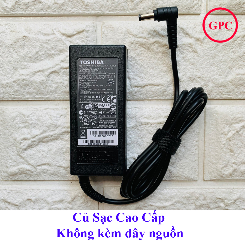 SẠC LAPTOP TOSHIBA 19V 3.42A chân 5.5x2.5mm - đường kính đầu sạc 5.5mm thay cho Toshiba Satellite L510 L640 C640 L645 L740 L745 C800 M830 M840 C840  M200 M300