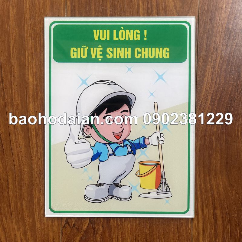 Bảng mica giữ gìn vệ sinh chung mica dán decal