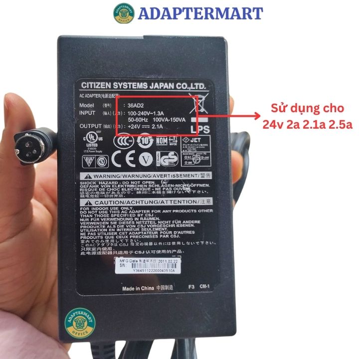 Dây nguồn 24v cho máy in hóa đơn nhiệt k80 xprinter xp-k200 xp-k200l