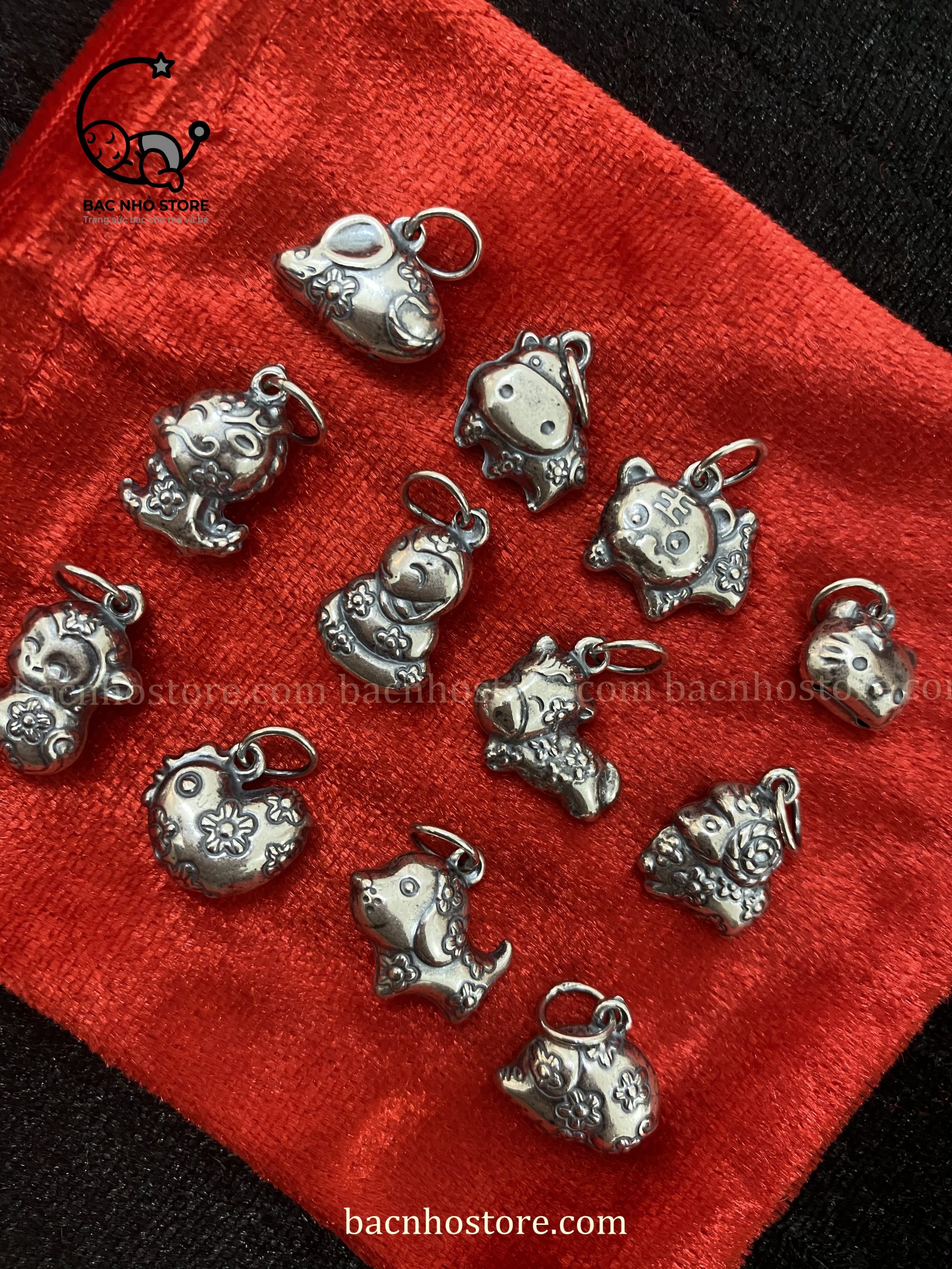 Charm gắn lắc bạc 12 con giáp phồng (con giáp đen) – C12ZĐ