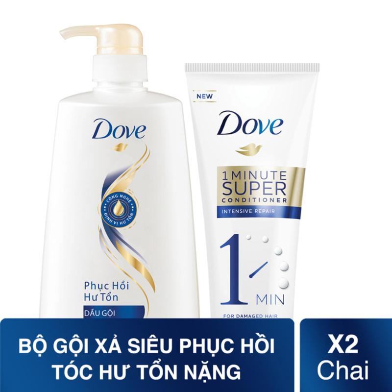 Combo Dove dầu gội 650g Phục Hồi Hư Tổn & Kem Xả Dove Phục Hồi Hư Tổn Nặng 1 Phút Siêu Dưỡng 180ml