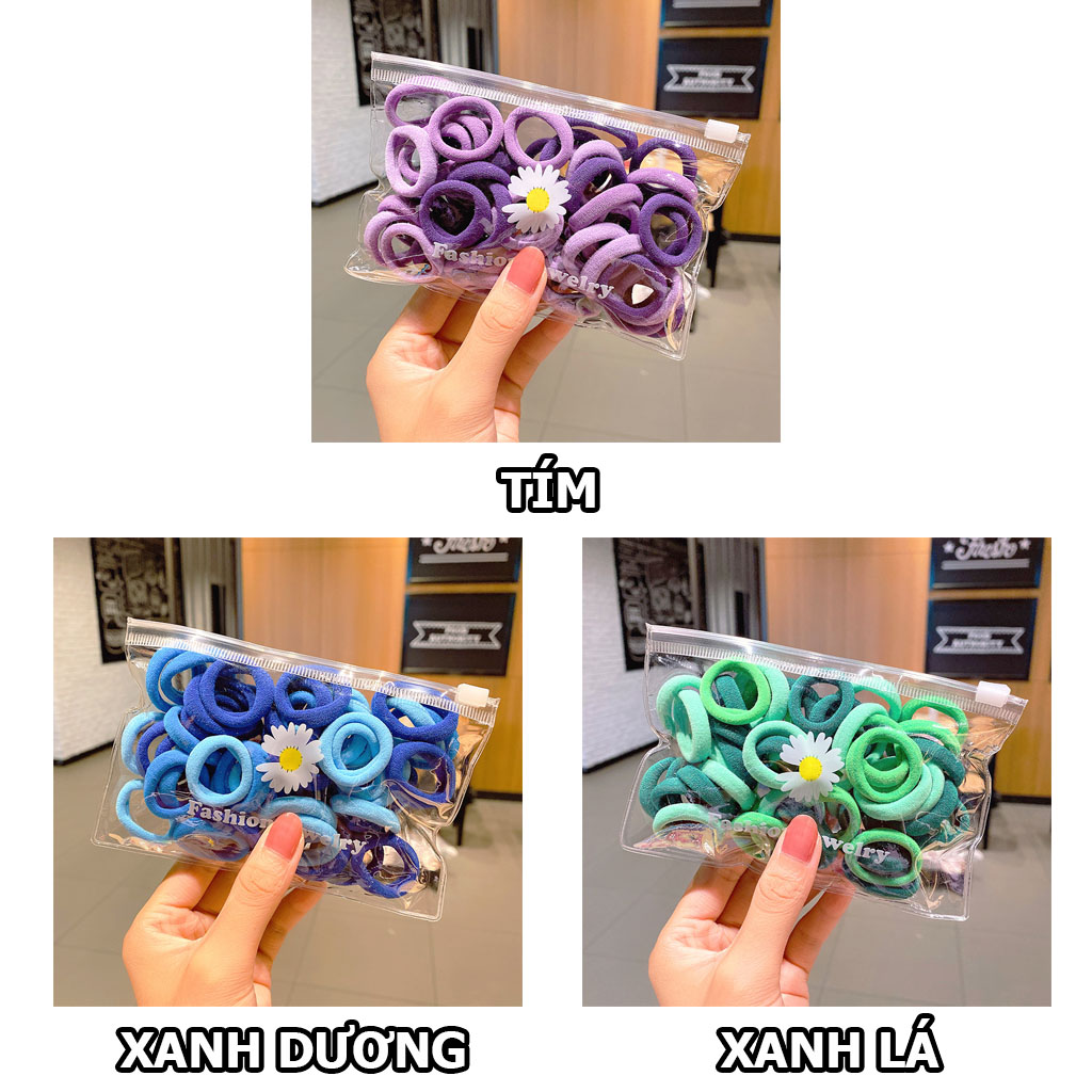 Cột tóc vải mini túi zip 50 cái dễ thương CT69