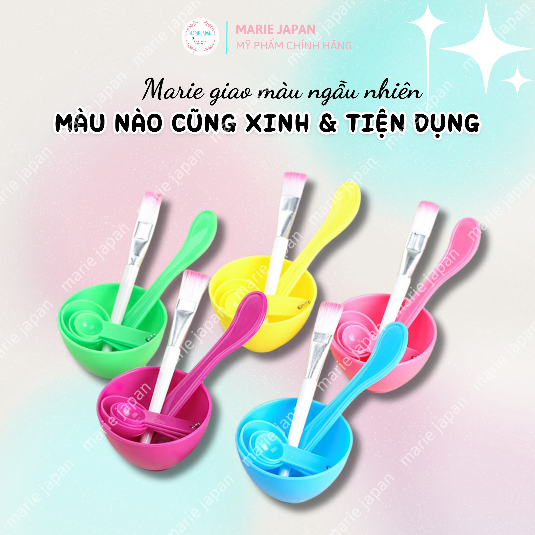 Bộ Chén Cọ Khuấy Trộn Đắp Mặt Nạ Bột 6 Món