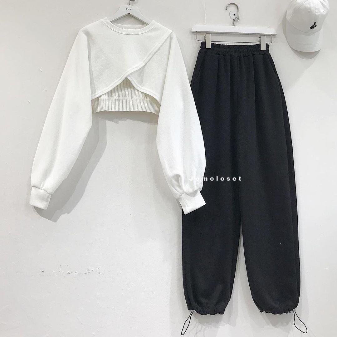 SET ÁO CẶP 2 MÓN CROPTOP ĐẮP CHÉO