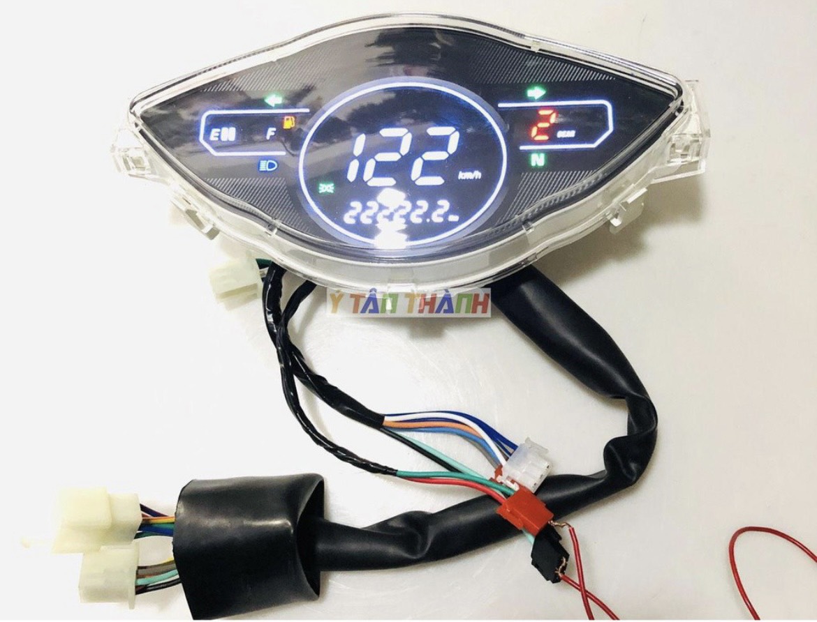 Đồng hồ điện tử mẫu 2020 Plus xe Wave RS, Wave A100 Có Báo Quãng Đường KM (TRIP), Hiện Thị Giờ, Đồng Hồ LED đổi được 7 màu - S2720