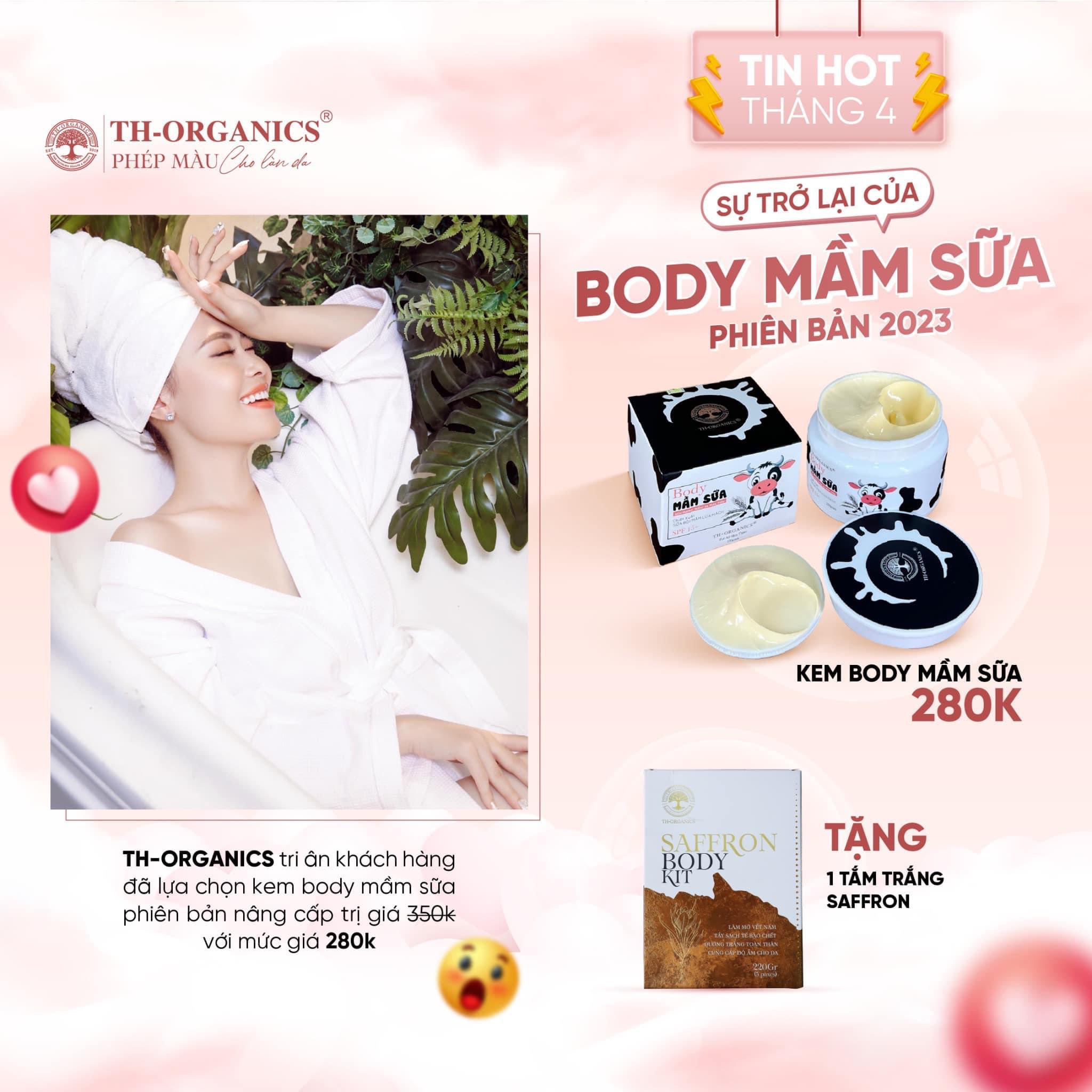 Kem trắng da Body Mầm Sữa TH ORGANICS 220gr