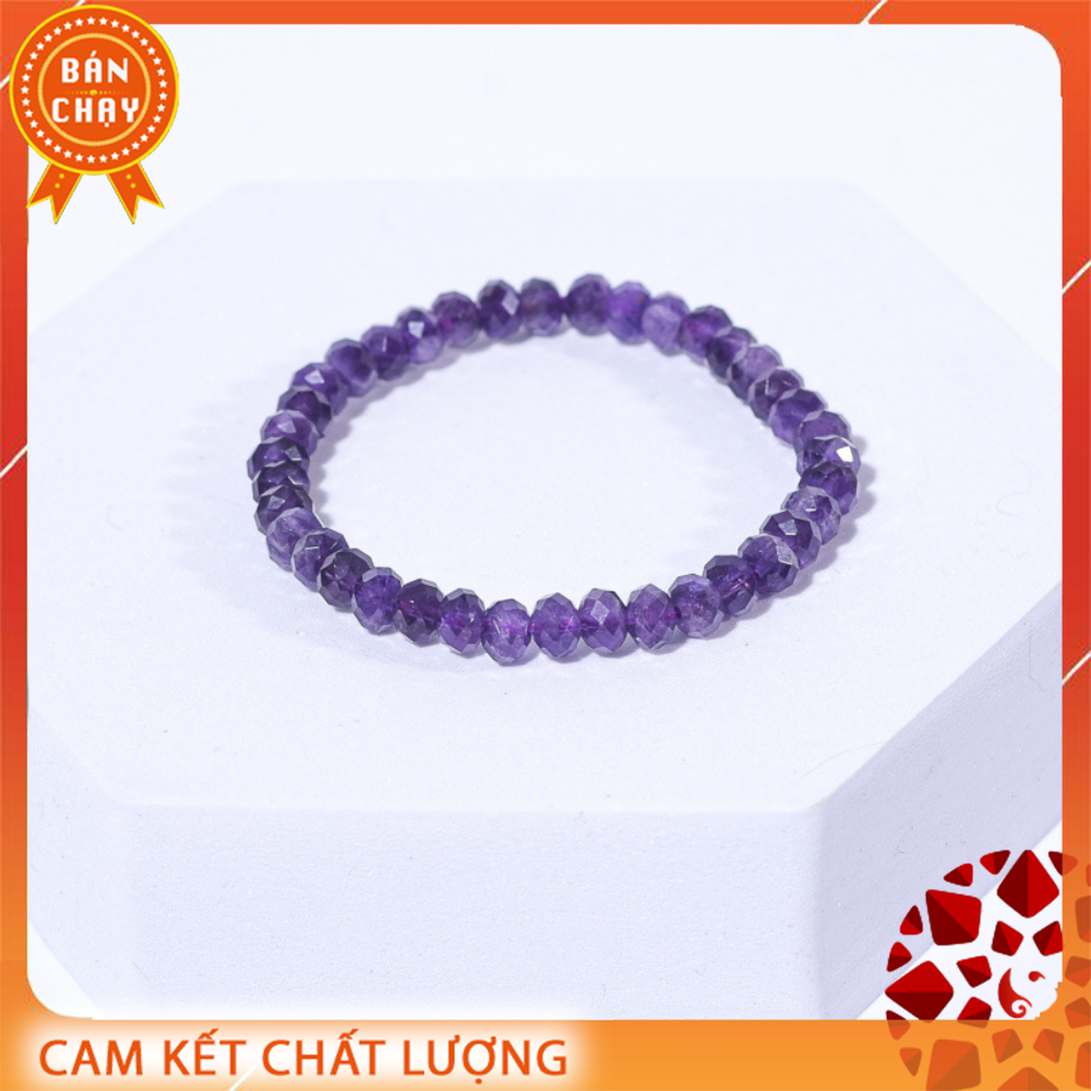 Vòng tay Thạch Anh Tím mài giác Tự nhiên 100% đem lại may mắn bình an hợp mệnh Hỏa Thổ | VietGemstones