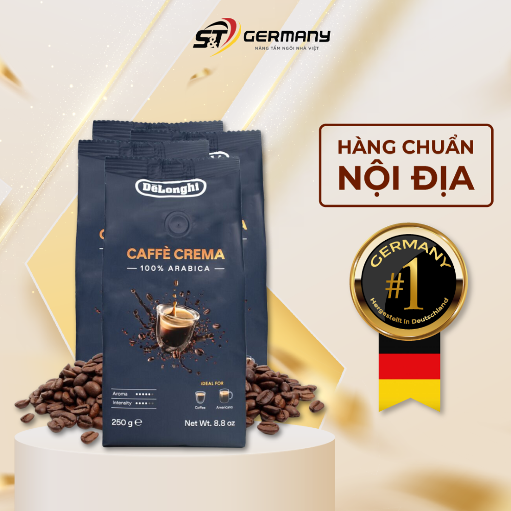Gói hạt cà phê delonghi chính hãng 250g nội địa đức, hạt cà phê 100% arabica caffe crema germanysnt 570026