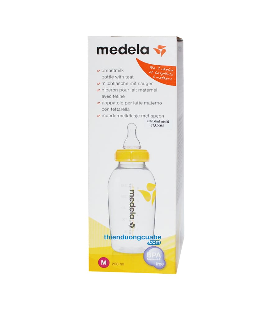 Bình sữa Medela 250ml (nhựa PP BPA Free)