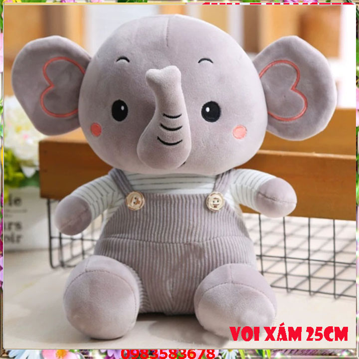 Thú bông bằng bông cao cấp lông mềm mịn Voi đôi ngộ nghĩnh 25cm thú nhồi bông