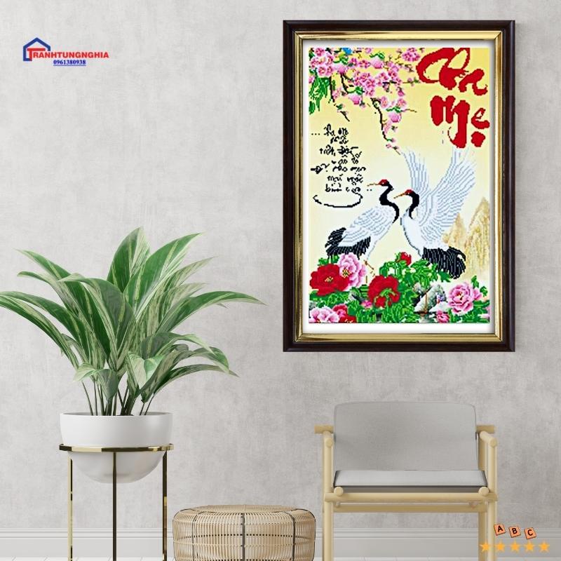Tranh đính đá cha mẹ 73cm x 50cm