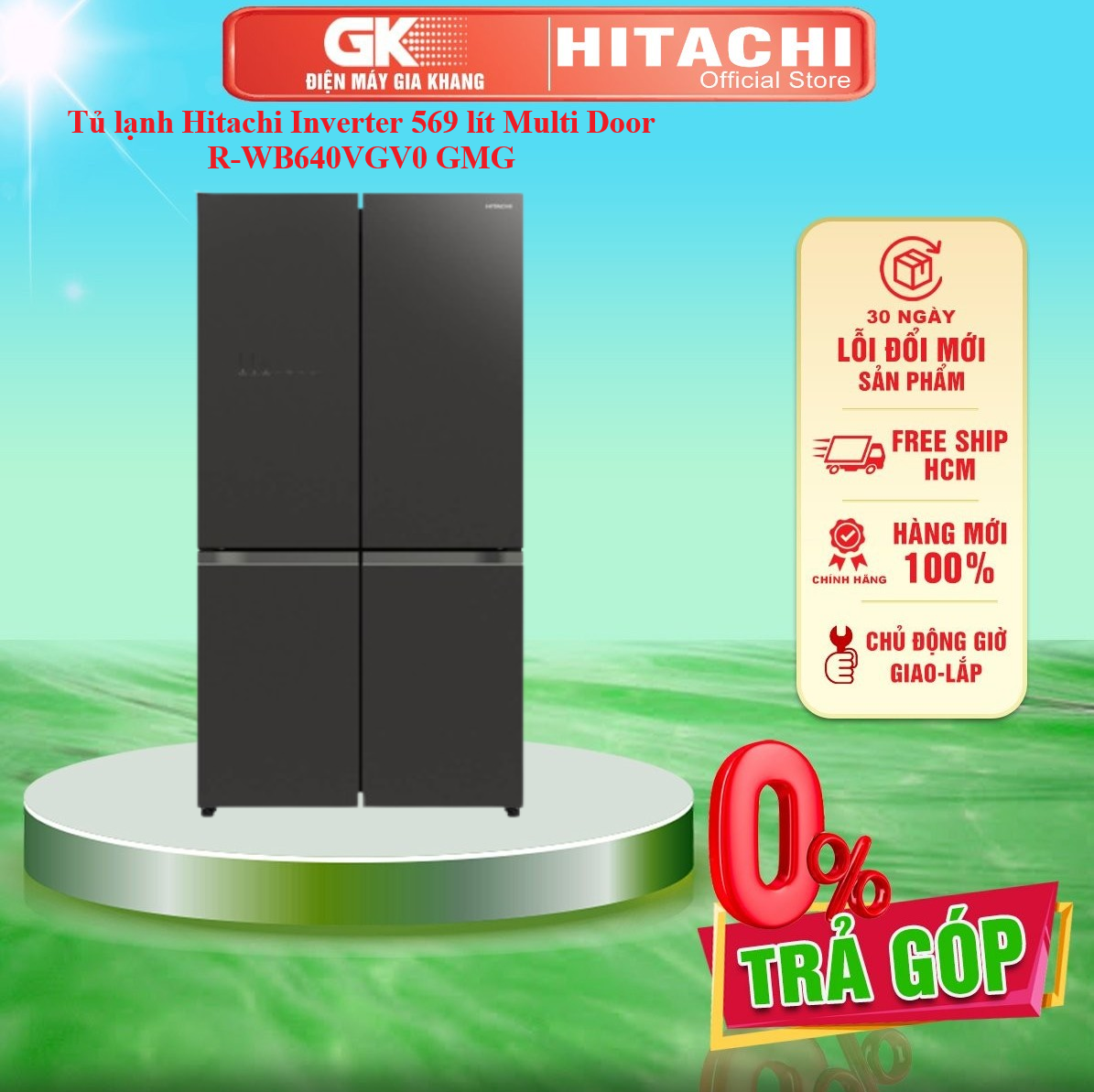 Tủ lạnh Hitachi Inverter 569 lít R-WB640VGV0 (GMG) - GIAO TOÀN QUỐC - FREESHIP HCM