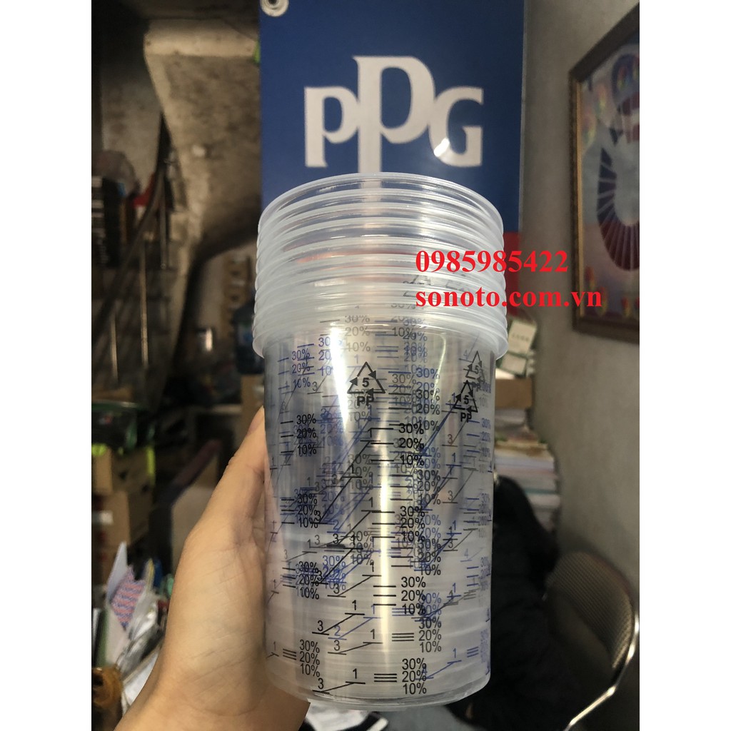 10 Cốc - Ly pha sơn đo lường tỉ lệ dầu bóng đóng rắn xăng sơn ôtô xe máy 600ml