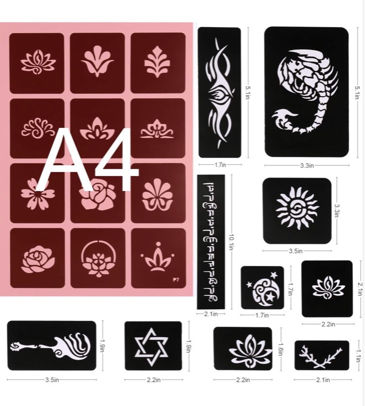 [HCM] Khuôn Xăm Tattoo Cá Tính-Độc-Lạ tấm A4 (Không kèm mực xăm)