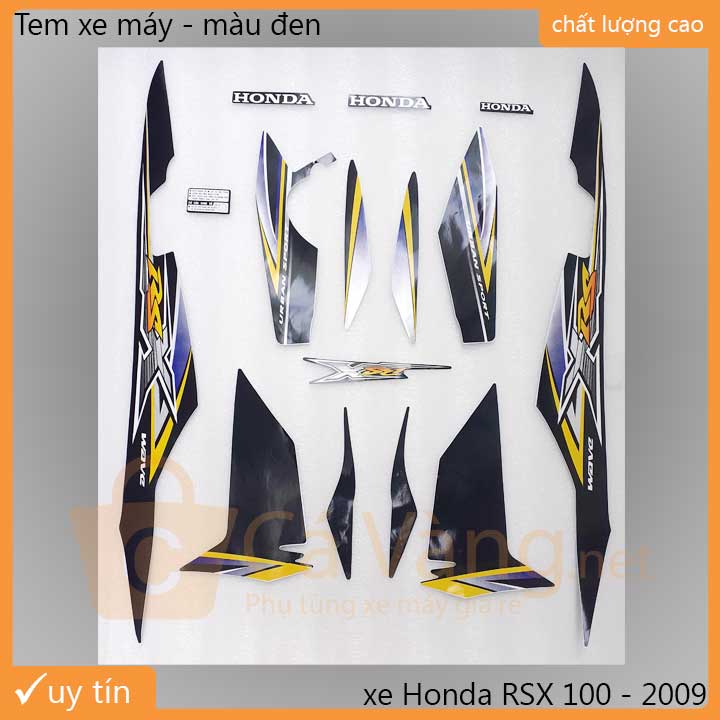 Tem xe Wave RSX 2009 LOẠI 3 lớp, TEM tốt dán dàn áo xe màu XANH, TRĂNG, ĐEN, ĐỎ