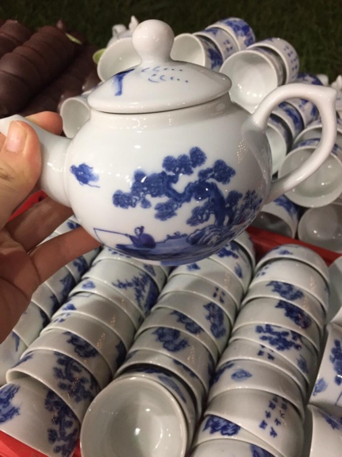 Bán lẻ Ấm trà men lam dáng quả hồng