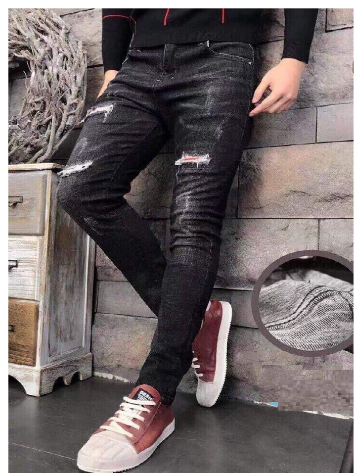 Quần jean rách màu đen cá tính QJ117